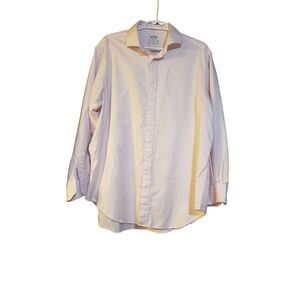 TM Lewin Finest Two Fold Cotton Luxury Top Pink Regular Fit Shirt Size 17.5 34.5